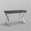 Posh Dianna 2-Drawer Writing Desk with Stainless Steel Legs in Dark Gray/Chrome