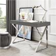 Posh Dianna 2-Drawer Writing Desk with Stainless Steel Legs in Dark Gray/Chrome