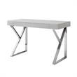 Posh Dianna 2-Drawer Writing Desk with Stainless Steel Legs in Light Gray/Chrome