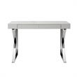 Posh Dianna 2-Drawer Writing Desk with Stainless Steel Legs in Light Gray/Chrome