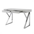 Posh Dianna 2-Drawer Writing Desk with Stainless Steel Legs in Light Gray/Chrome