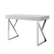 Posh Dianna 2-Drawer Writing Desk with Stainless Steel Legs in Light Gray/Chrome