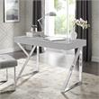 Posh Dianna 2-Drawer Writing Desk with Stainless Steel Legs in Light Gray/Chrome