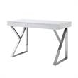 Posh Dianna 2-Drawer Writing Desk with Stainless Steel Legs in White/Chrome