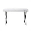 Posh Dianna 2-Drawer Writing Desk with Stainless Steel Legs in White/Chrome