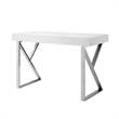 Posh Dianna 2-Drawer Writing Desk with Stainless Steel Legs in White/Chrome