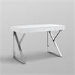 Posh Dianna 2-Drawer Writing Desk with Stainless Steel Legs in White/Chrome