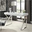 Posh Dianna 2-Drawer Writing Desk with Stainless Steel Legs in White/Chrome