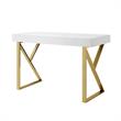 Posh Dianna 2-Drawer Writing Desk with Stainless Steel Legs in White/Gold