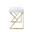 Posh Dianna 2-Drawer Writing Desk with Stainless Steel Legs in White/Gold