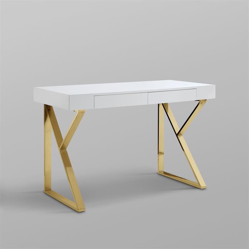 target white desk gold legs