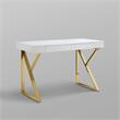 Posh Dianna 2-Drawer Writing Desk with Stainless Steel Legs in White/Gold
