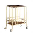 Posh Living Biony Modern Metal Bar Cart with Wheels in Bar Cart Gold/Walnut