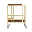 Posh Living Biony Modern Metal Bar Cart with Wheels in Bar Cart Gold/Walnut