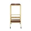 Posh Living Biony Modern Metal Bar Cart with Wheels in Bar Cart Gold/Walnut