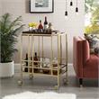 Posh Living Biony Modern Metal Bar Cart with Wheels in Bar Cart Gold/Walnut