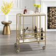 Posh Living Biony Modern Metal Bar Cart with Wheels in Bar Cart Gold/White