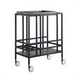 Posh Living Biony Modern Metal Bar Cart with Wheels in Black/Gray