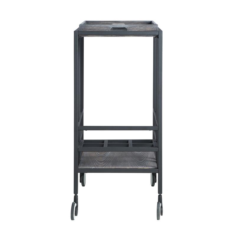 Posh Living Biony Modern Metal Bar Cart with Wheels in Black/Gray