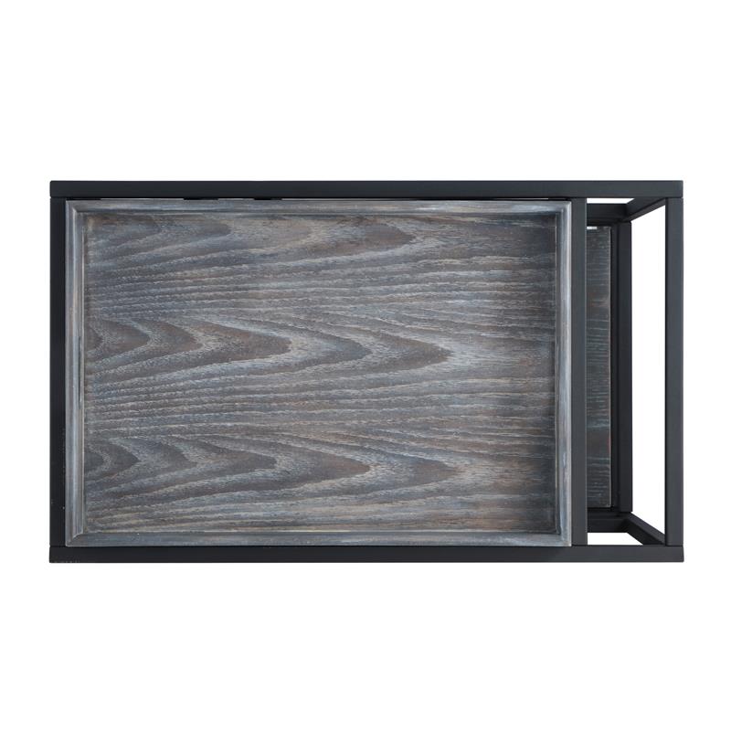 Posh Living Biony Modern Metal Bar Cart with Wheels in Black/Gray