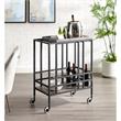 Posh Living Biony Modern Metal Bar Cart with Wheels in Black/Gray