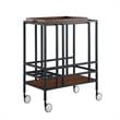 Posh Living Biony Modern Metal Bar Cart with Wheels in Bar Cart Black/Walnut