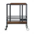 Posh Living Biony Modern Metal Bar Cart with Wheels in Bar Cart Black/Walnut