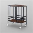 Posh Living Biony Modern Metal Bar Cart with Wheels in Bar Cart Black/Walnut