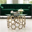 Posh Living Magdalen Round Glass Top Coffee Table in Gold