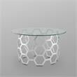 Posh Living Magdalen Round Glass Top Coffee Table in Silver