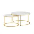 Posh Living Kero Round Marble Top Nesting Coffee Table in Gold