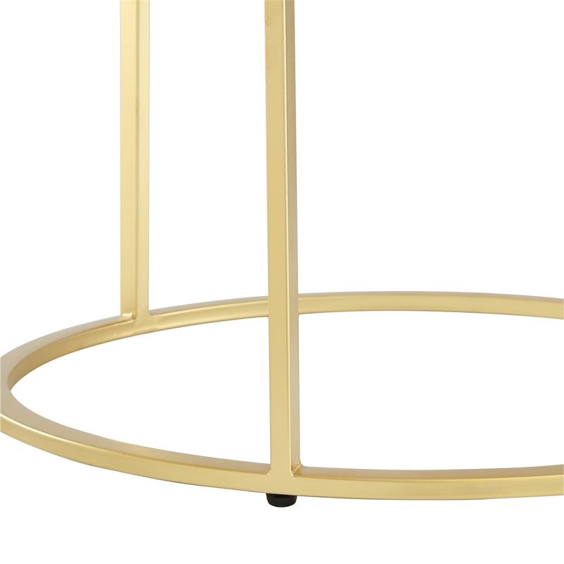Posh Living Kero Round Marble Top Nesting Coffee Table in Gold