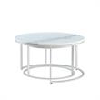 Posh Living Kero Round Marble Top Nesting Coffee Table in Silver