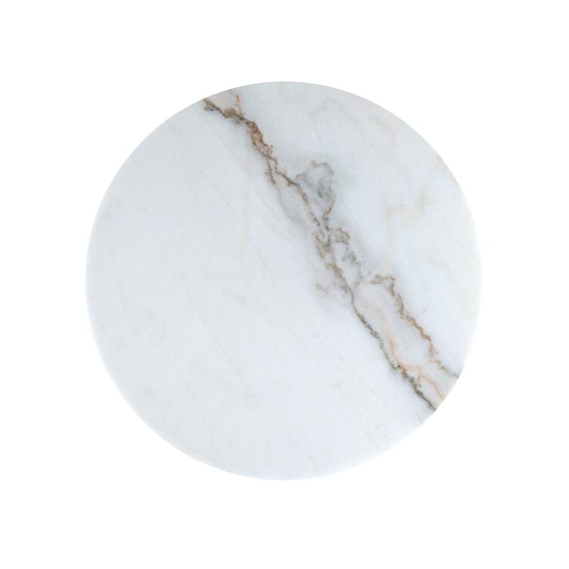 Posh Living Kero Round Marble Top Nesting Coffee Table in Silver