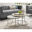 Posh Living Kero Round Marble Top Nesting Coffee Table in Silver