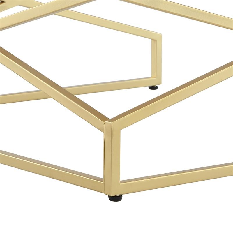 Posh Living Navarro Square Marble Top Nesting Coffee Table in Gold