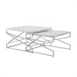 Posh Living Navarro Square Marble Top Nesting Coffee Table in Silver