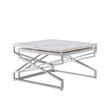 Posh Living Navarro Square Marble Top Nesting Coffee Table in Silver