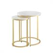 Posh Living Kero Round Marble Top Nesting End Table in Gold