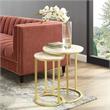 Posh Living Kero Round Marble Top Nesting End Table in Gold