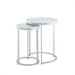 Posh Living Kero Round Marble Top Nesting End Table in Silver