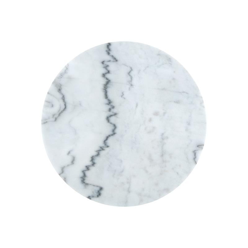 Posh Living Kero Round Marble Top Nesting End Table in Silver