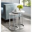 Posh Living Kero Round Marble Top Nesting End Table in Silver