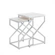 Posh Living Navarro Square Marble Top Nesting End Table in Silver