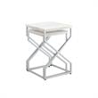 Posh Living Navarro Square Marble Top Nesting End Table in Silver