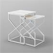 Posh Living Navarro Square Marble Top Nesting End Table in Silver