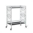 Posh Living Lynn Modern Glass and Metal Bar Cart in Silver/Black