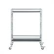 Posh Living Lynn Modern Glass and Metal Bar Cart in Silver/Black