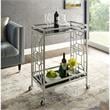 Posh Living Lynn Modern Glass and Metal Bar Cart in Silver/Black