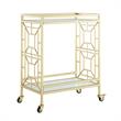 Posh Living Lynn Modern Glass and Metal Bar Cart in Gold/White